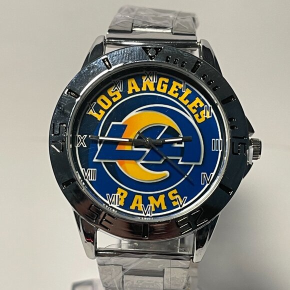 Los Angeles Rams NFL Team Logo Men's Stainless-Steel Silver Watch NEW - Picture 2 of 6